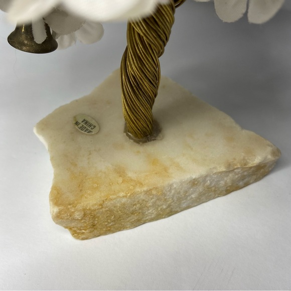 Vintage Marble Base Hand Made Wire Flower Tree Sculpture Bells Art Prosperity - Picture 4 of 6